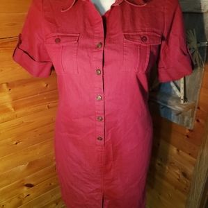 Sharagano Cotton Dress Red